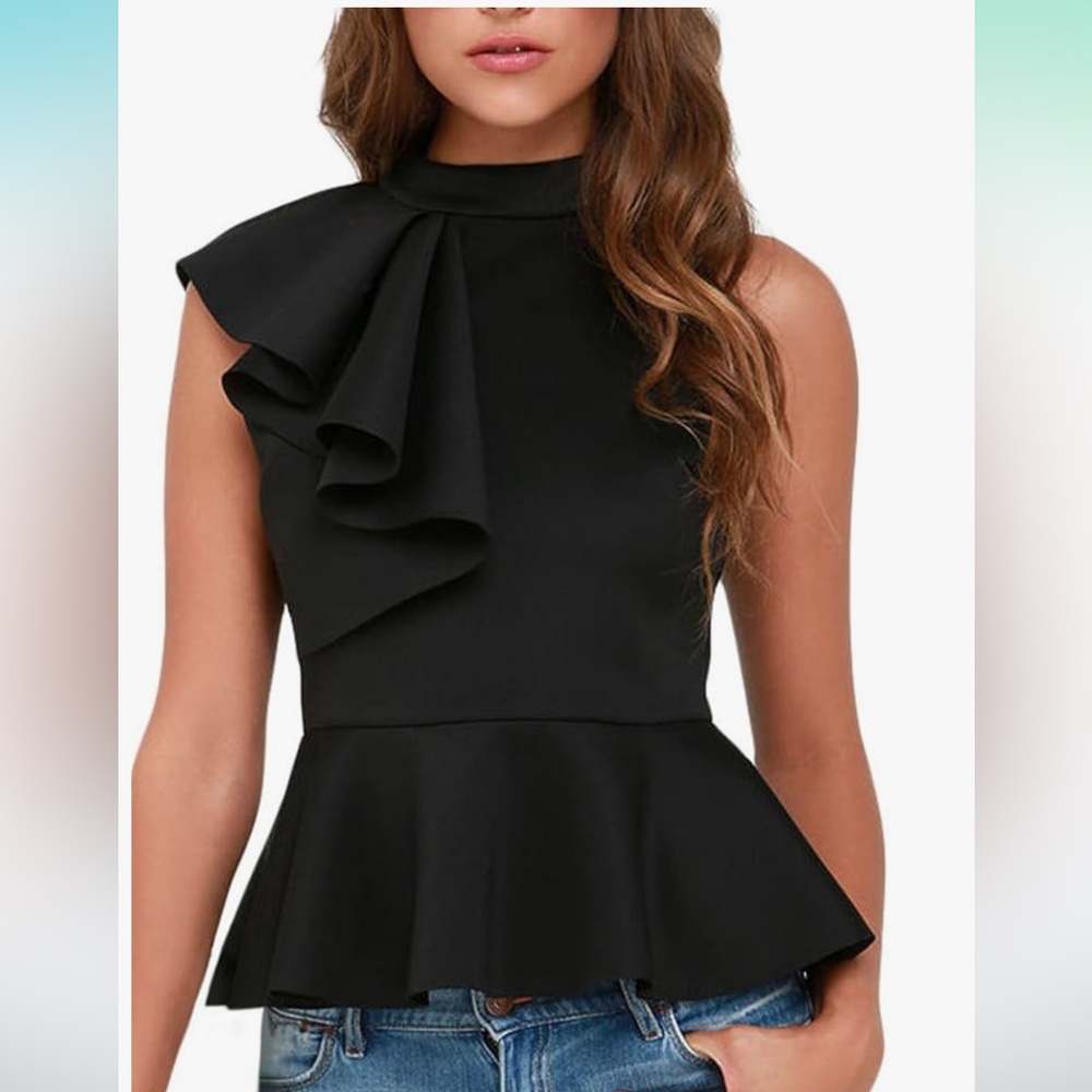 Elegant Black Ruffle Top